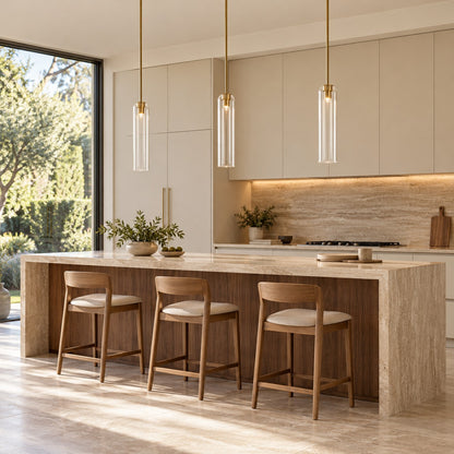 Modern Glass Pendant Lamp Adjustable Height LED Hanging Light for Kitchen Lighting