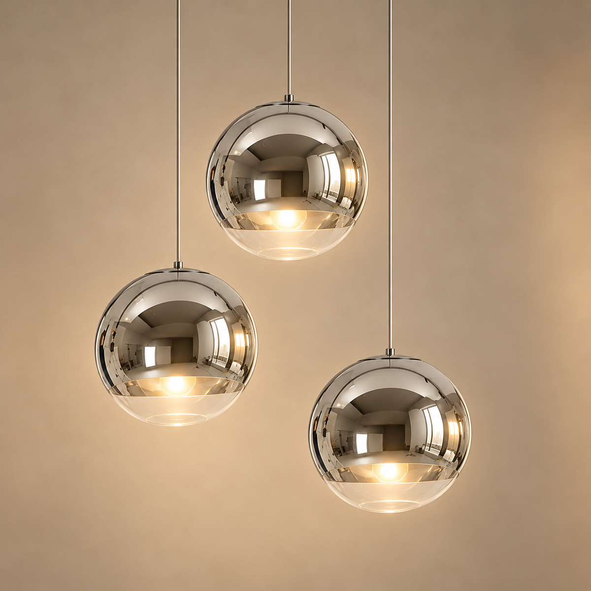 Modern Glass Pendant Light Adjustable Hanging Fixture LED Compatible for Kitchen Lighting