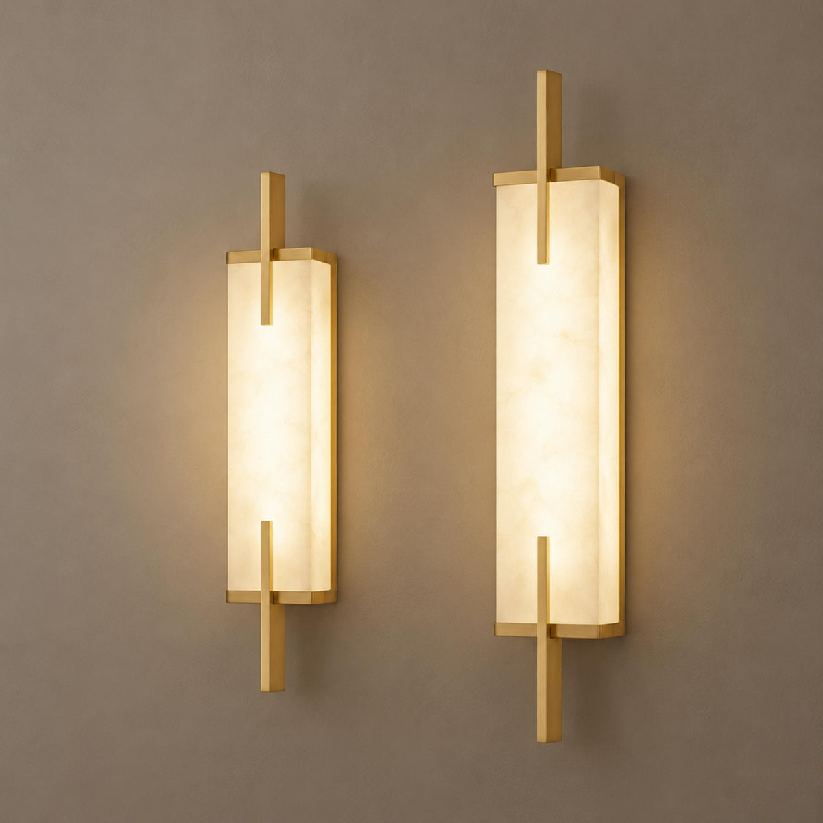 Modern Wall Sconce Wall Mounted Brass and Spanish Alabaster LED Lighting Adjustable Color Temperature