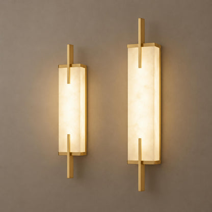 Modern Wall Sconce Wall Mounted Brass and Spanish Alabaster LED Lighting Adjustable Color Temperature