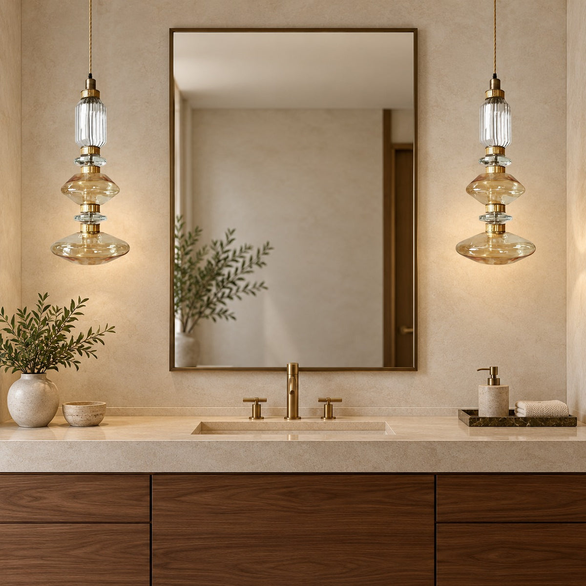 Modern Glass Pendant Lamp Hanging Light Fixture Adjustable LED for Contemporary Spaces