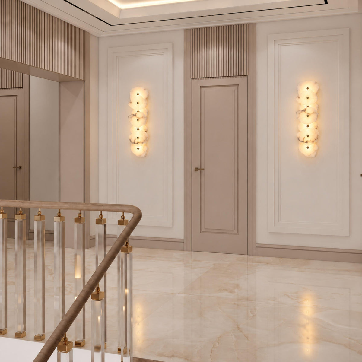 Modern Wall Light Wall Mounted Alabaster Shade Ambient Illumination Fixture