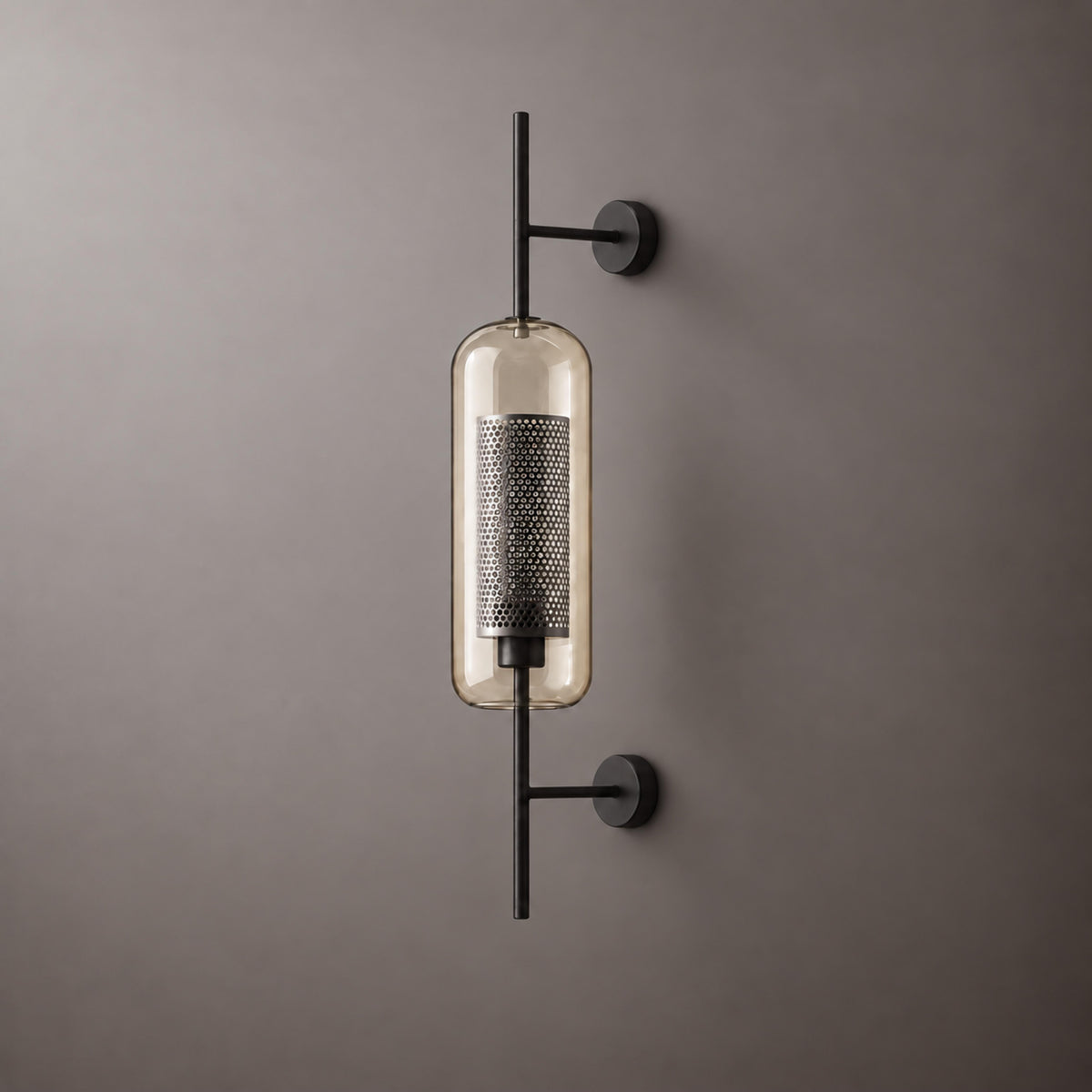 Modern Glass Wall Light Wall Mounted Metal Frame LED Sconce for Indoor Illumination