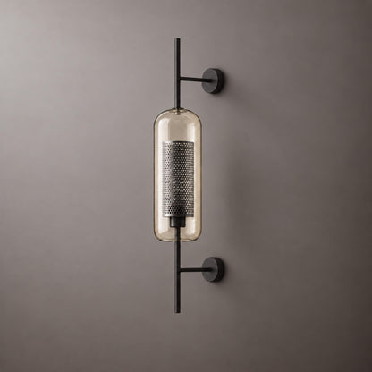 Modern Glass Wall Light Wall Mounted Metal Frame LED Sconce for Indoor Illumination