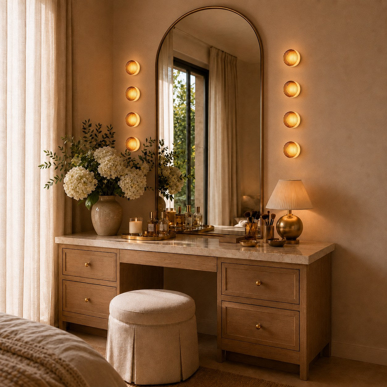 Modern Wall Light Wall Mounted Dimple Glass Aluminum LED with Smart Light Sensor 3000K