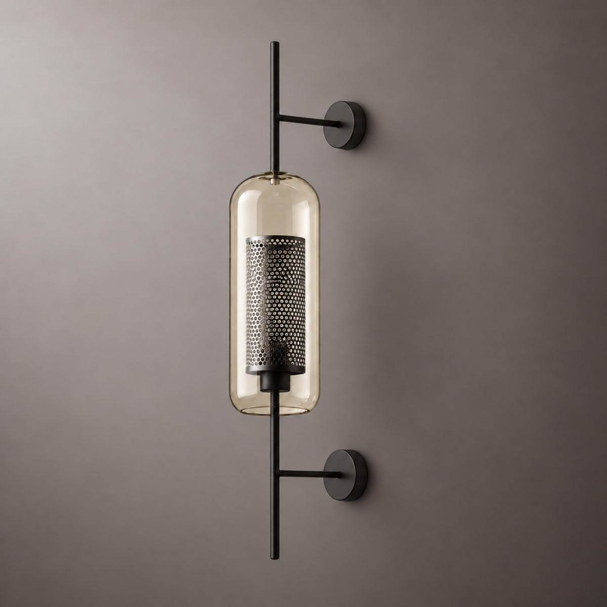 Modern Glass Wall Light Wall Mounted Metal Frame LED Sconce for Indoor Illumination