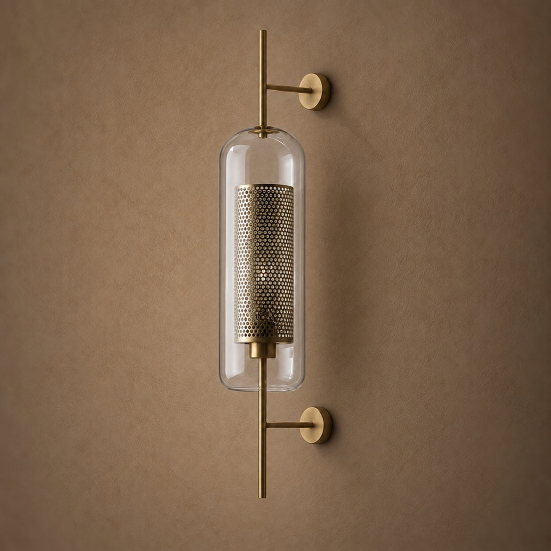 Modern Glass Wall Light Wall Mounted Metal Frame LED Sconce for Indoor Illumination