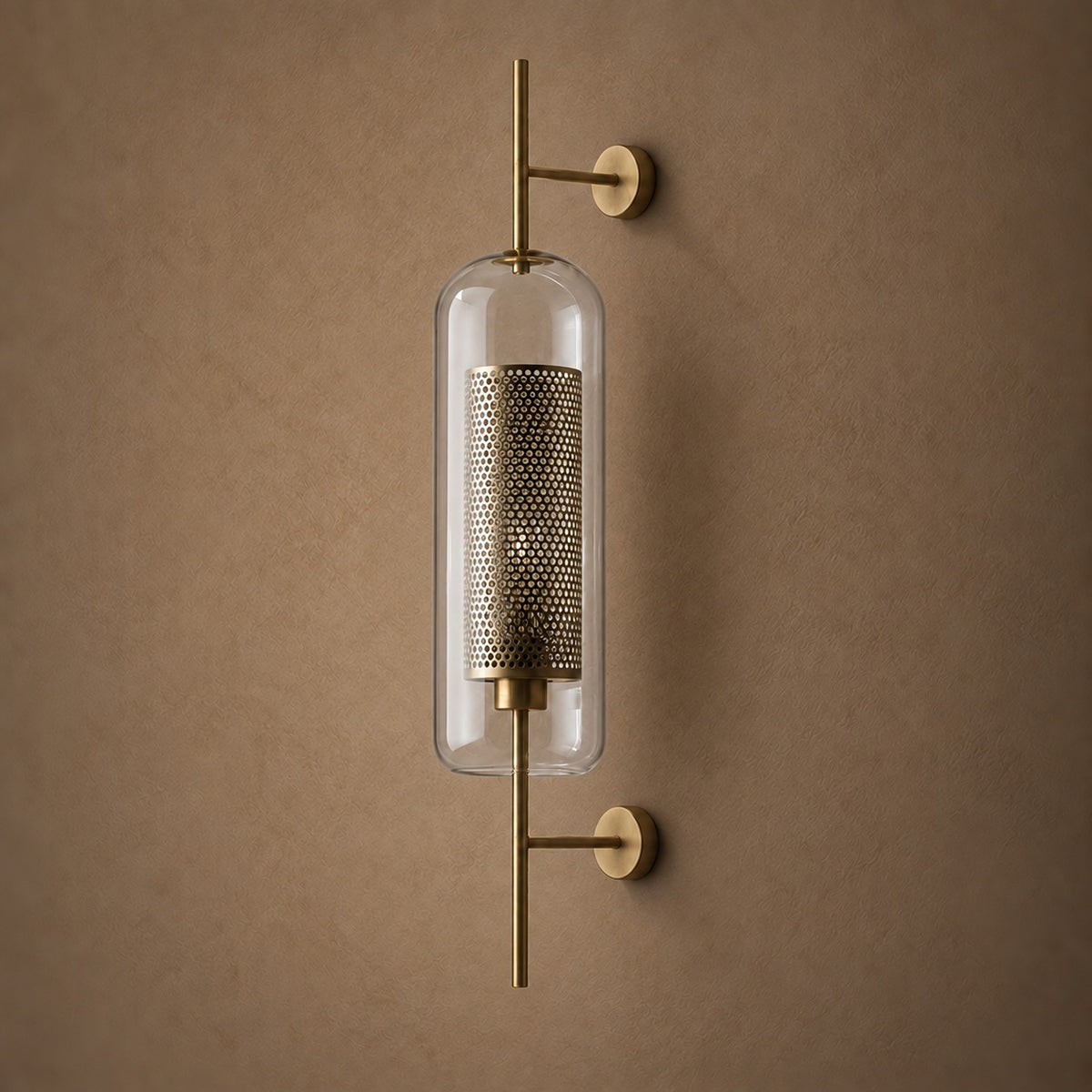 Modern Glass Wall Light Wall Mounted Metal Frame LED Sconce for Indoor Illumination