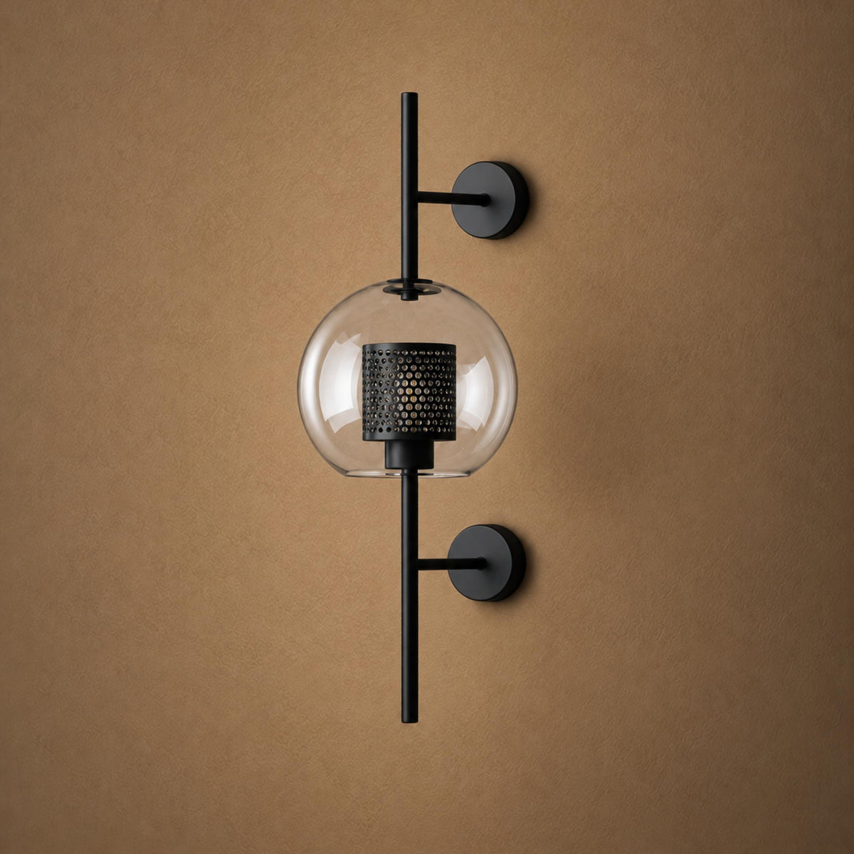 Modern Glass Wall Light Wall Mounted Metal Frame LED Sconce for Indoor Illumination