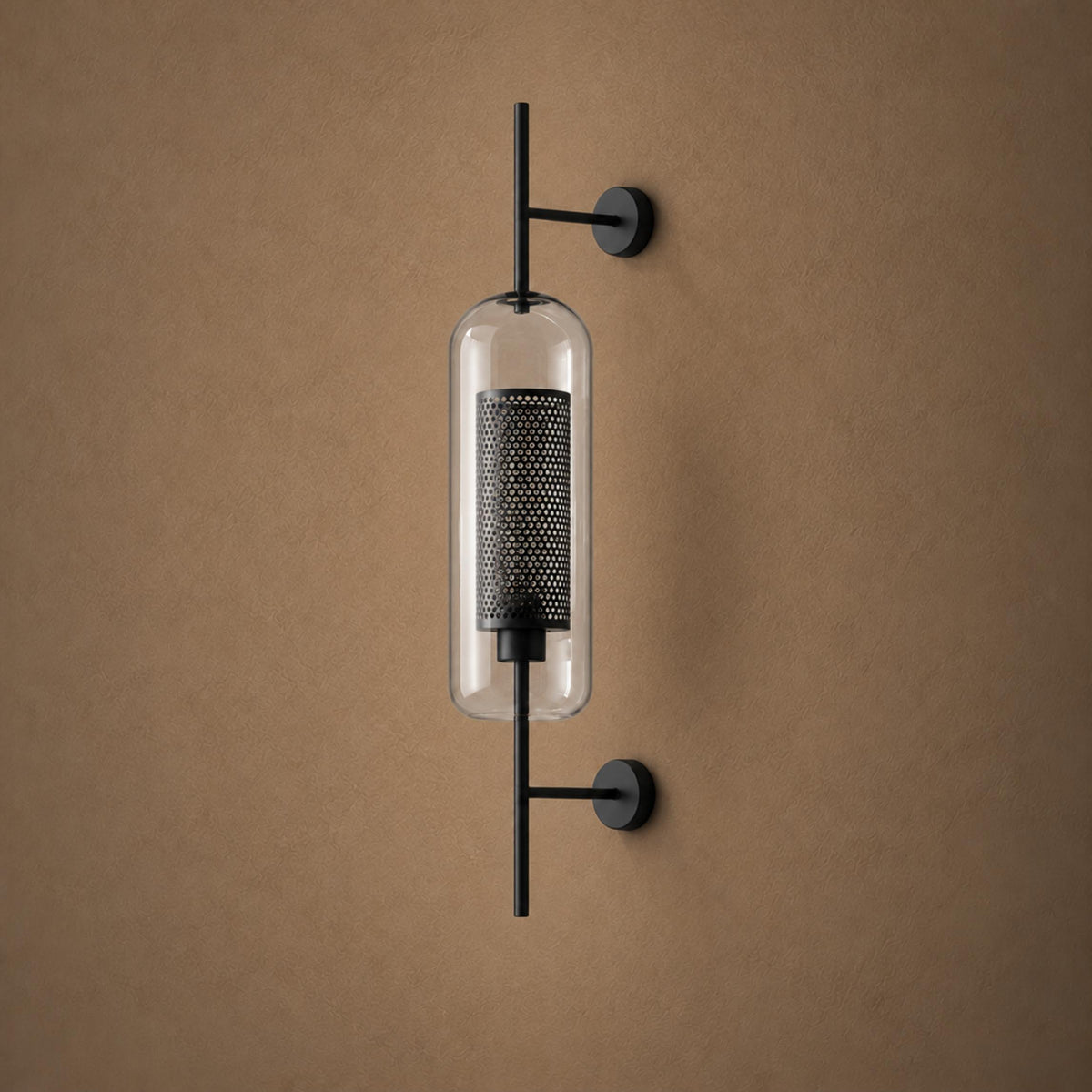Modern Glass Wall Light Wall Mounted Metal Frame LED Sconce for Indoor Illumination