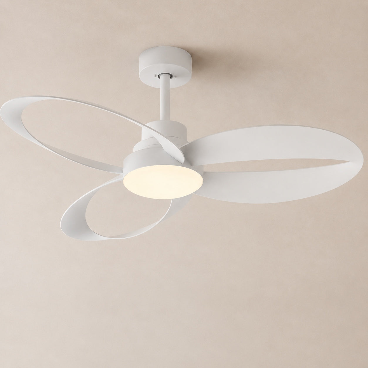 Modern Minimalist Flush Mount Ceiling Fan with LED Light and 6-Speed DC Motor