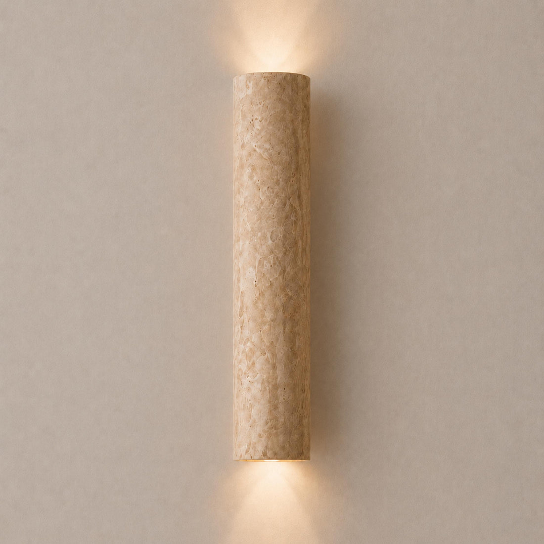 Minimalist Wall Light Up Down Sconce Travertine Stone LED 3000K Warm White Hardwired