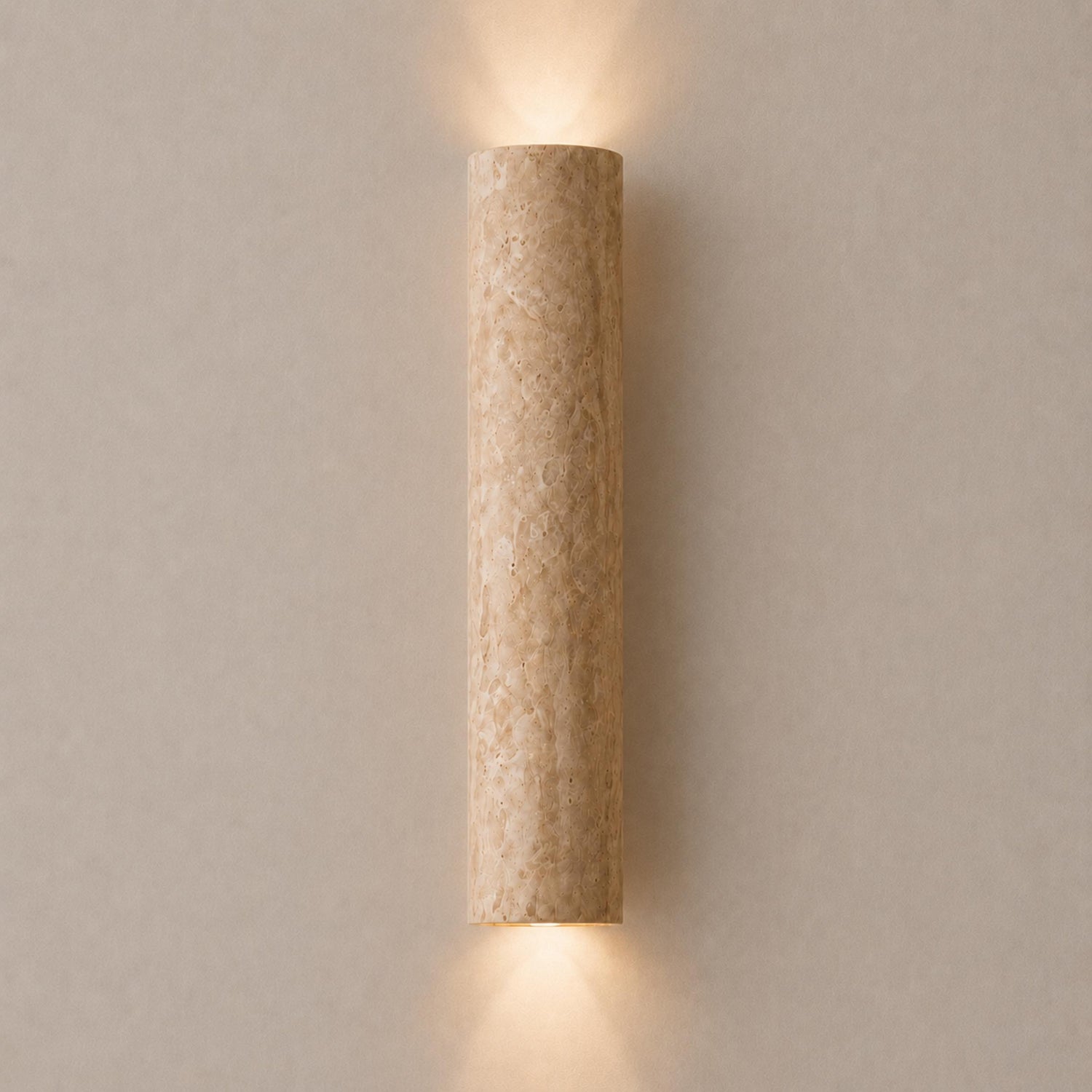 Minimalist Wall Light Up Down Sconce Travertine Stone LED 3000K Warm White Hardwired