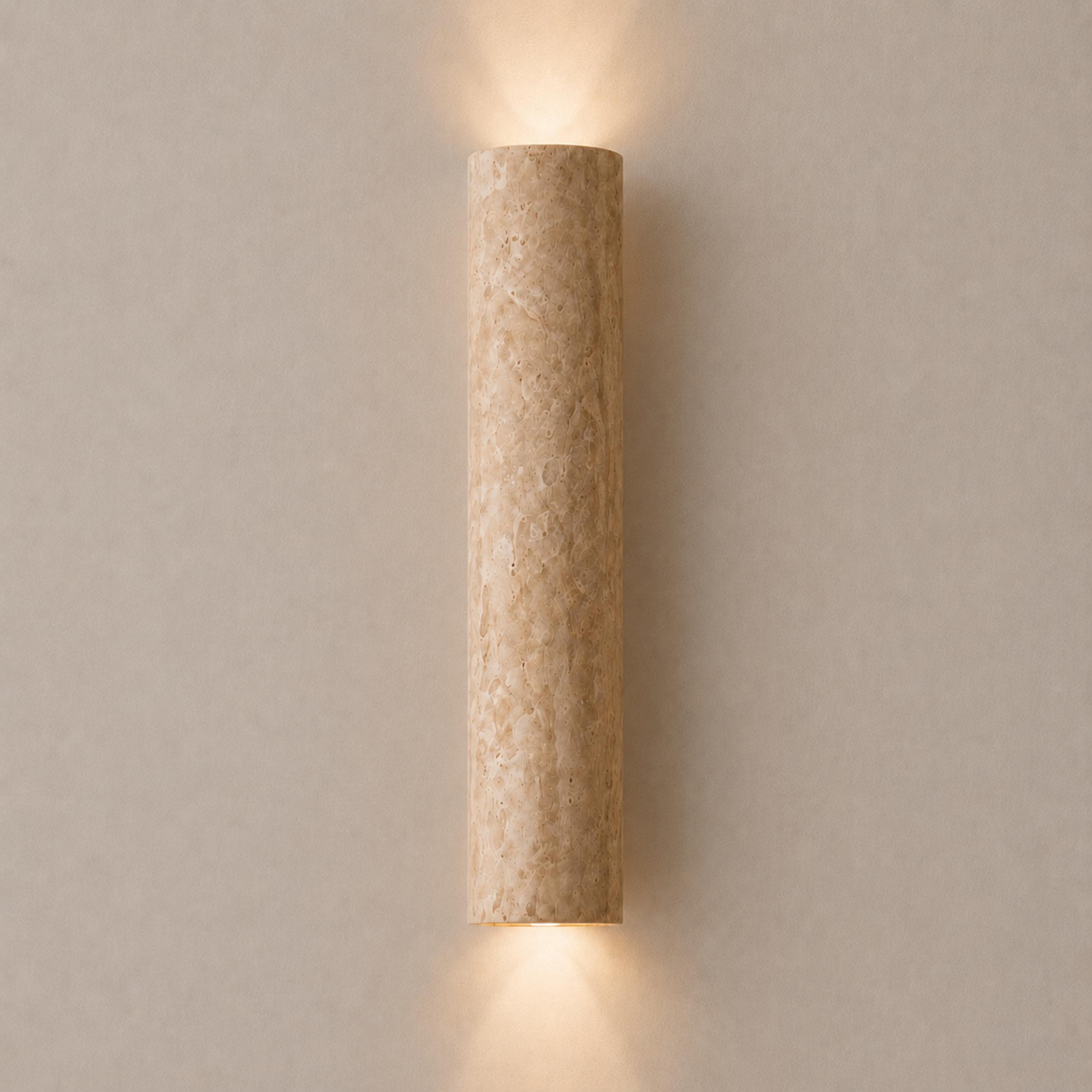 Minimalist Wall Light Up Down Sconce Travertine Stone LED 3000K Warm White Hardwired