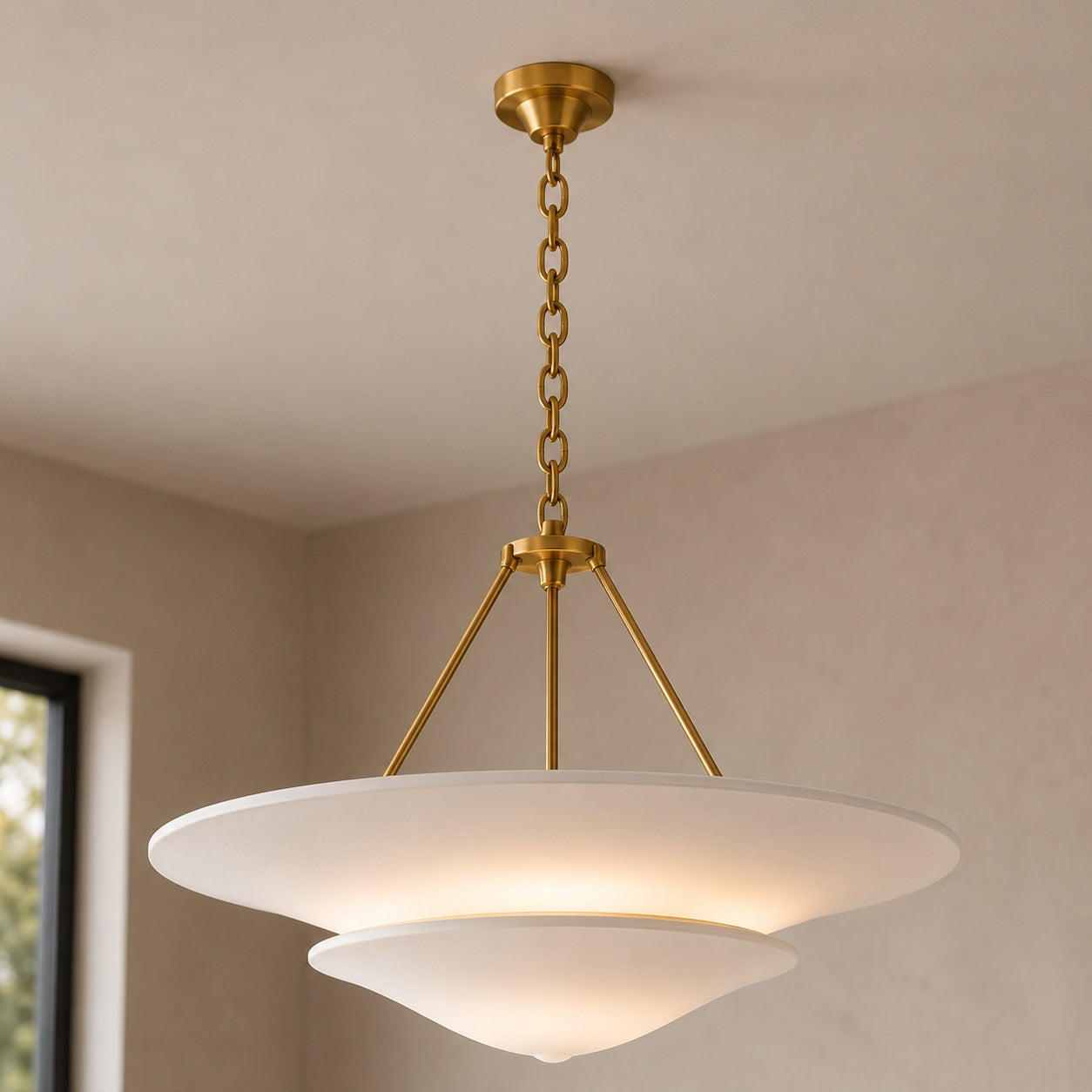Vintage French Chandelier Adjustable Hanging Copper Plaster 12W LED Light Warm White