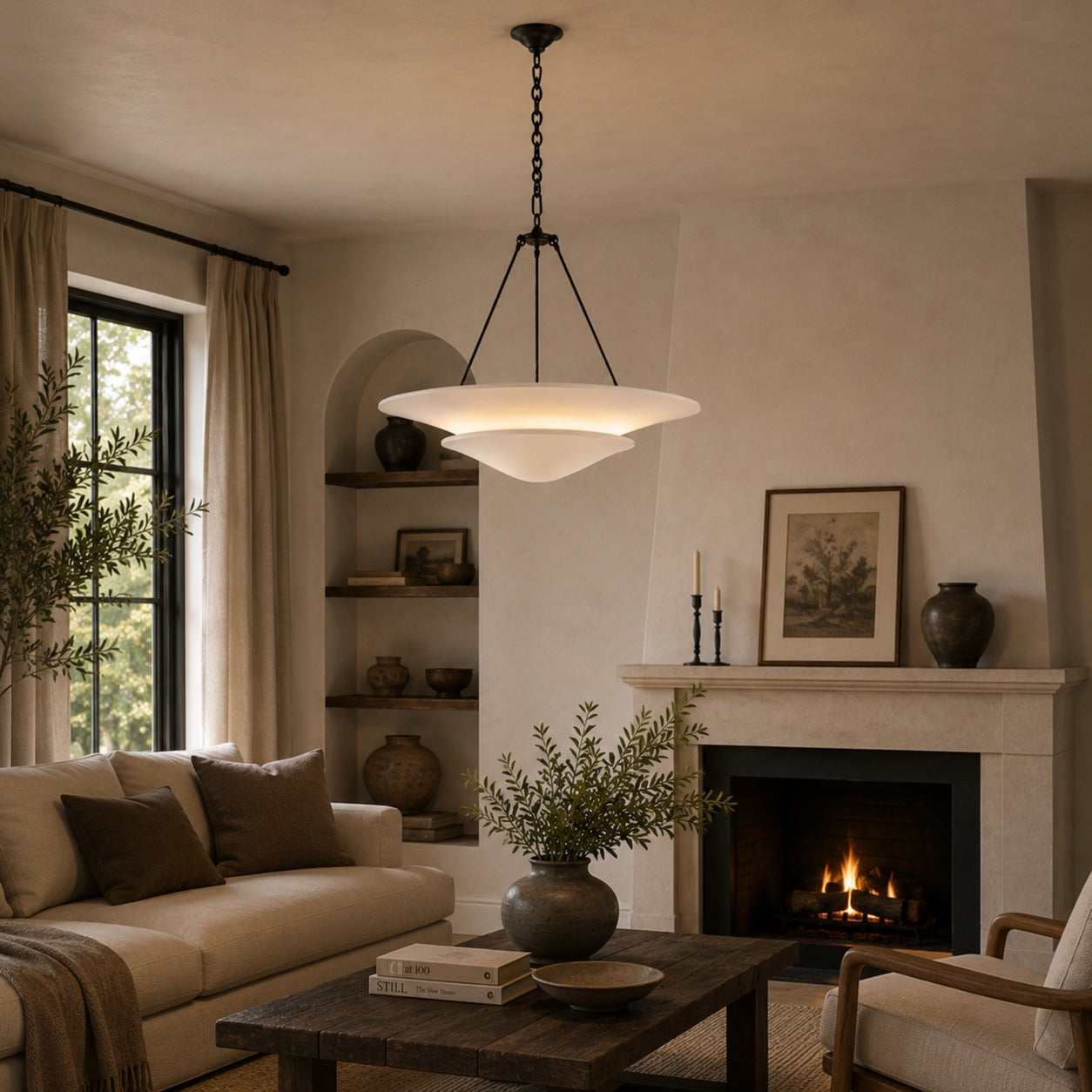 Vintage French Chandelier Adjustable Hanging Copper Plaster 12W LED Light Warm White