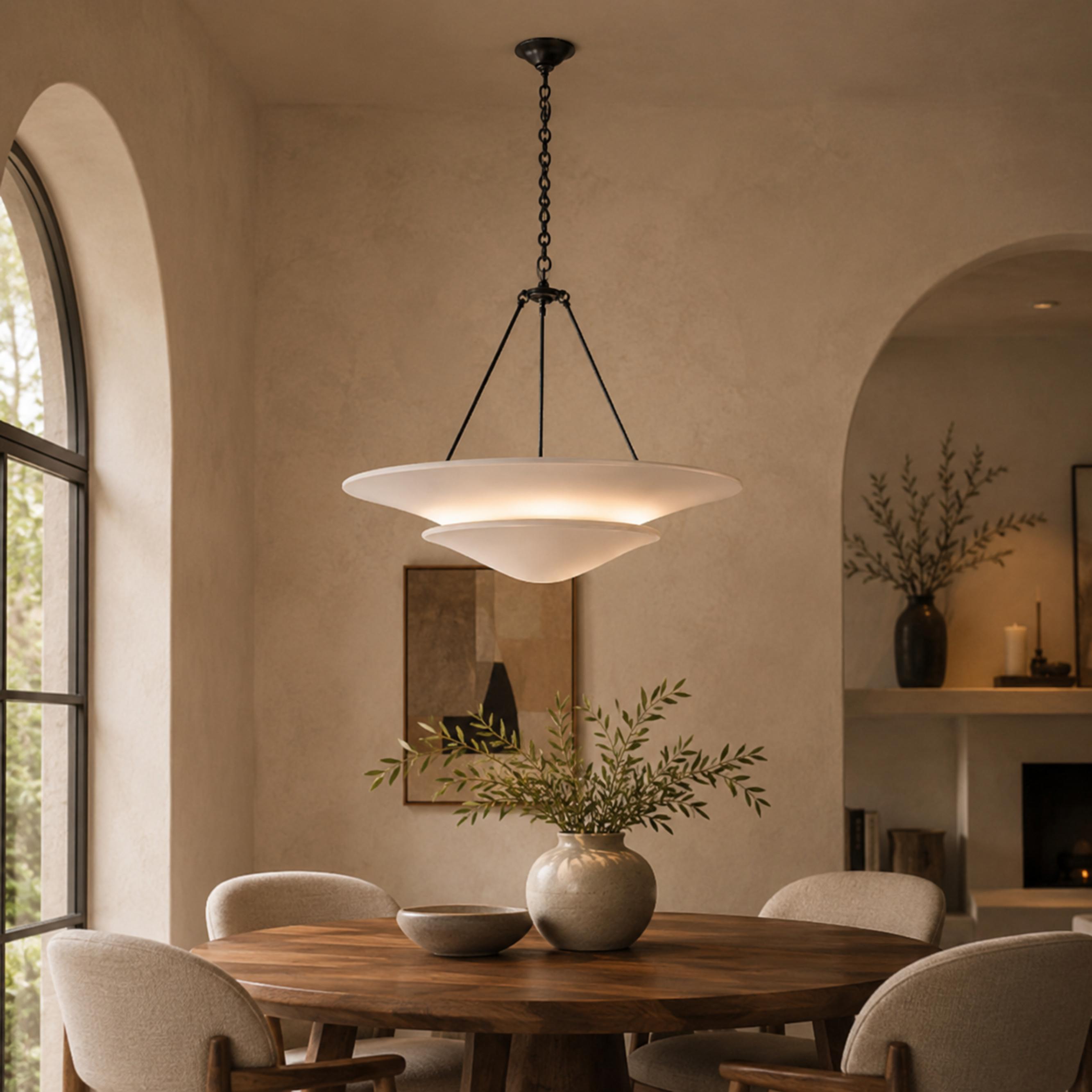 Vintage French Chandelier Adjustable Hanging Copper Plaster 12W LED Light Warm White