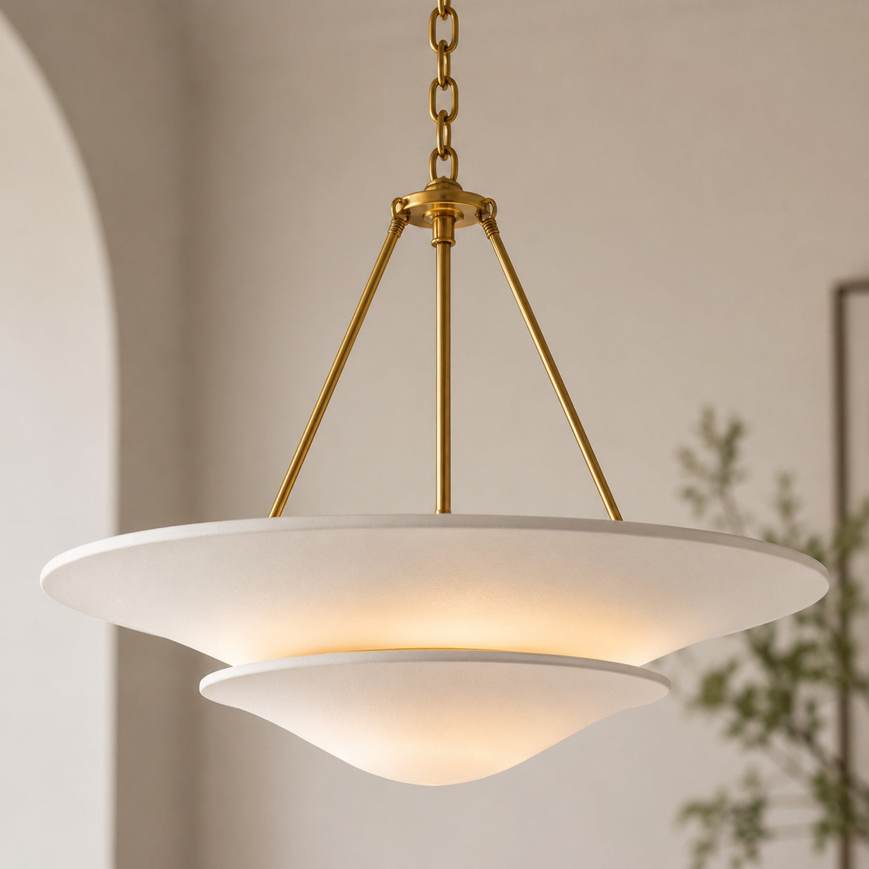 Vintage French Chandelier Adjustable Hanging Copper Plaster 12W LED Light Warm White