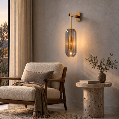 Modern Wall Light Wall Mounted Metal Frame Glass Shade LED Fixture for Ambiance