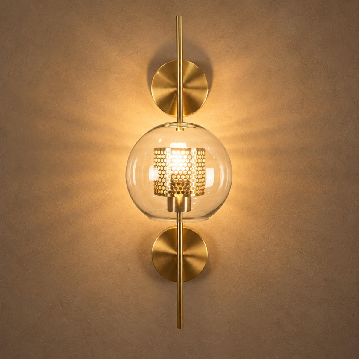 Modern Glass Wall Light Wall Mounted Metal Frame LED Sconce for Indoor Illumination