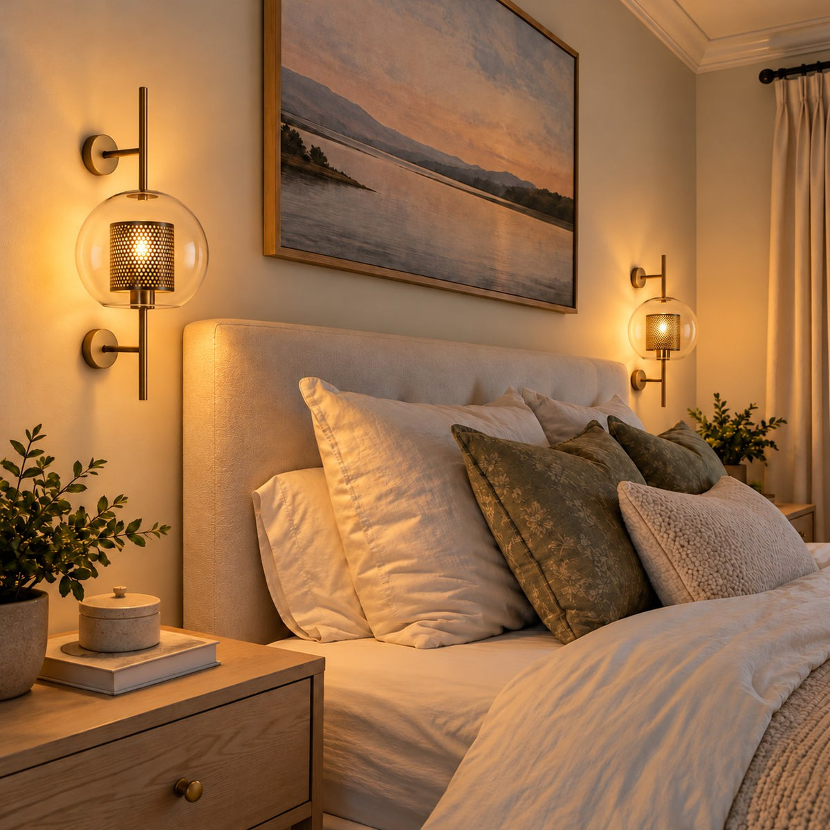 Modern Glass Wall Light Wall Mounted Metal Frame LED Sconce for Indoor Illumination