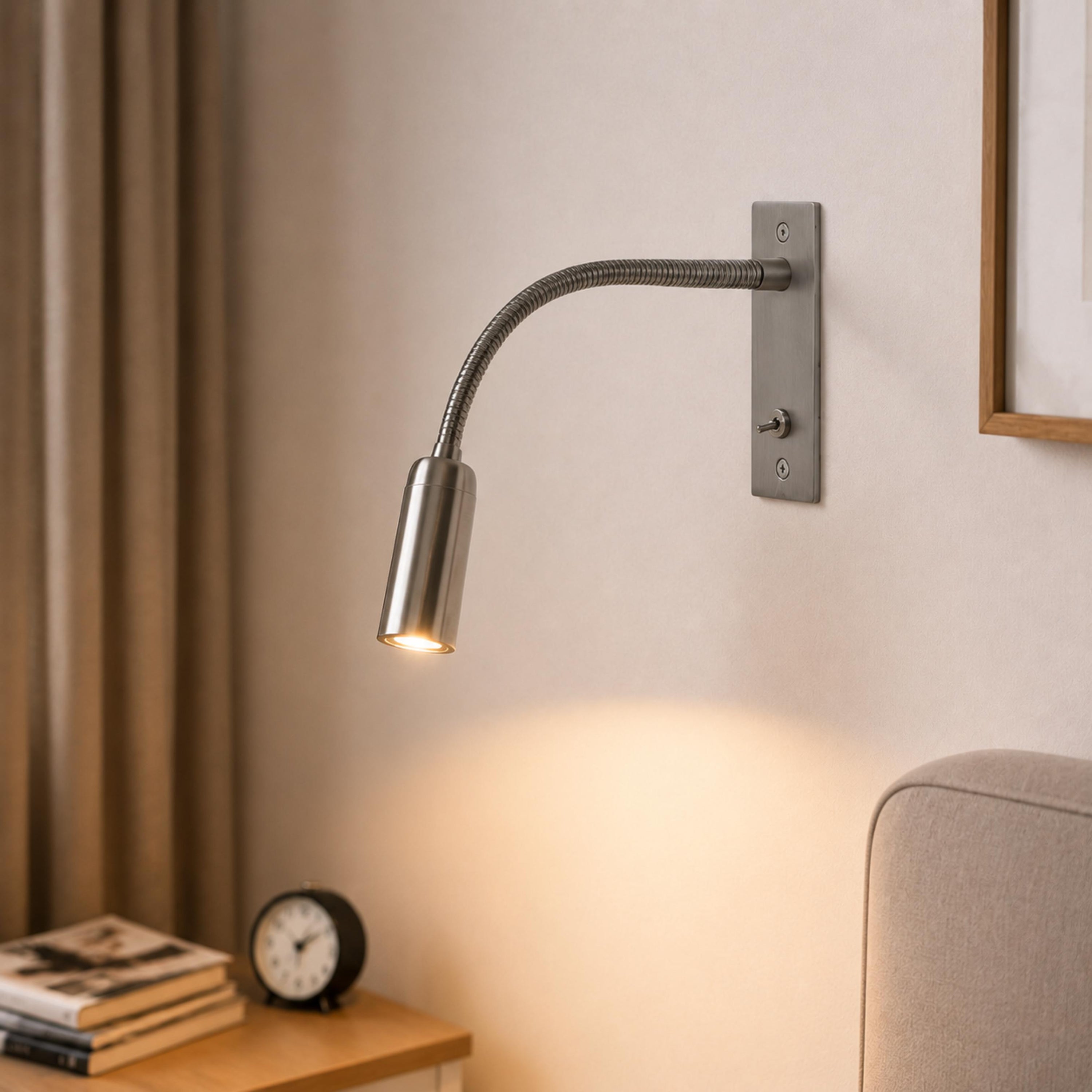 Industrial Wall Light Adjustable Gooseneck Aluminum Integrated LED 3000K Task Illumination