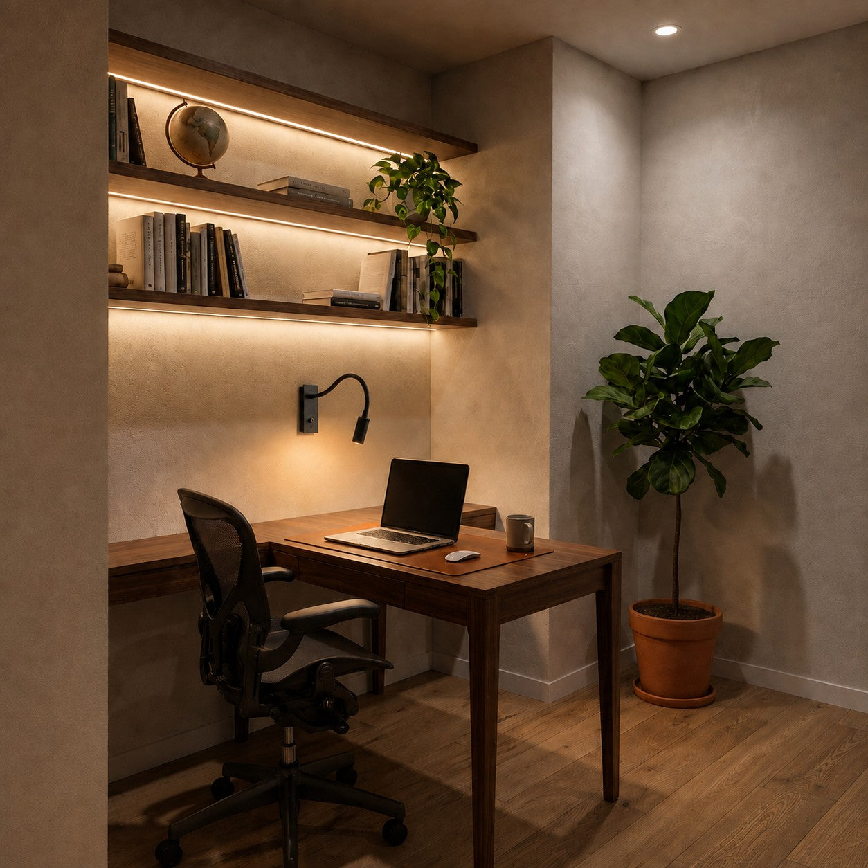Industrial Wall Light Adjustable Gooseneck Aluminum Integrated LED 3000K Task Illumination