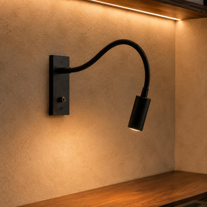 Industrial Wall Light Adjustable Gooseneck Aluminum Integrated LED 3000K Task Illumination