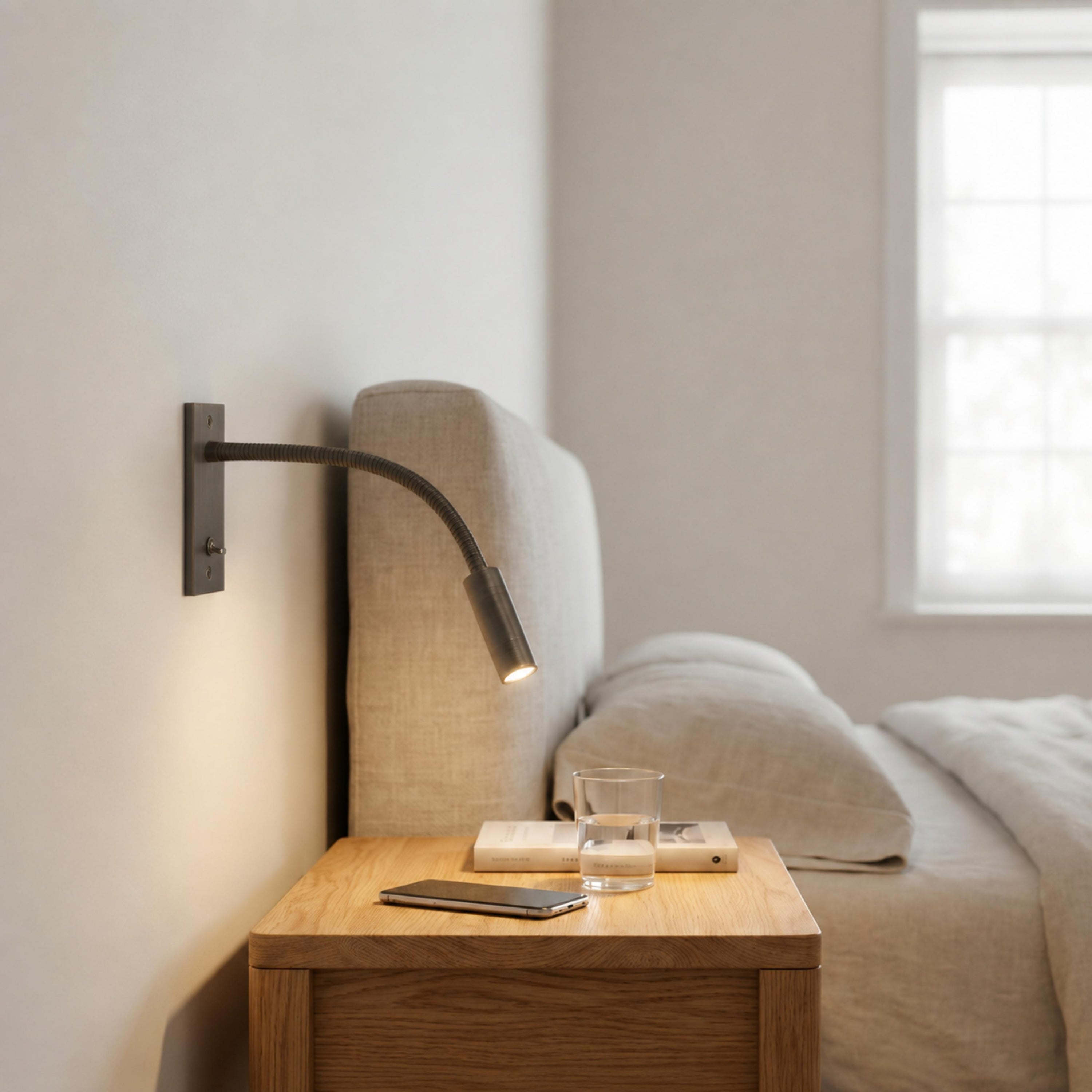 Industrial Wall Light Adjustable Gooseneck Aluminum Integrated LED 3000K Task Illumination