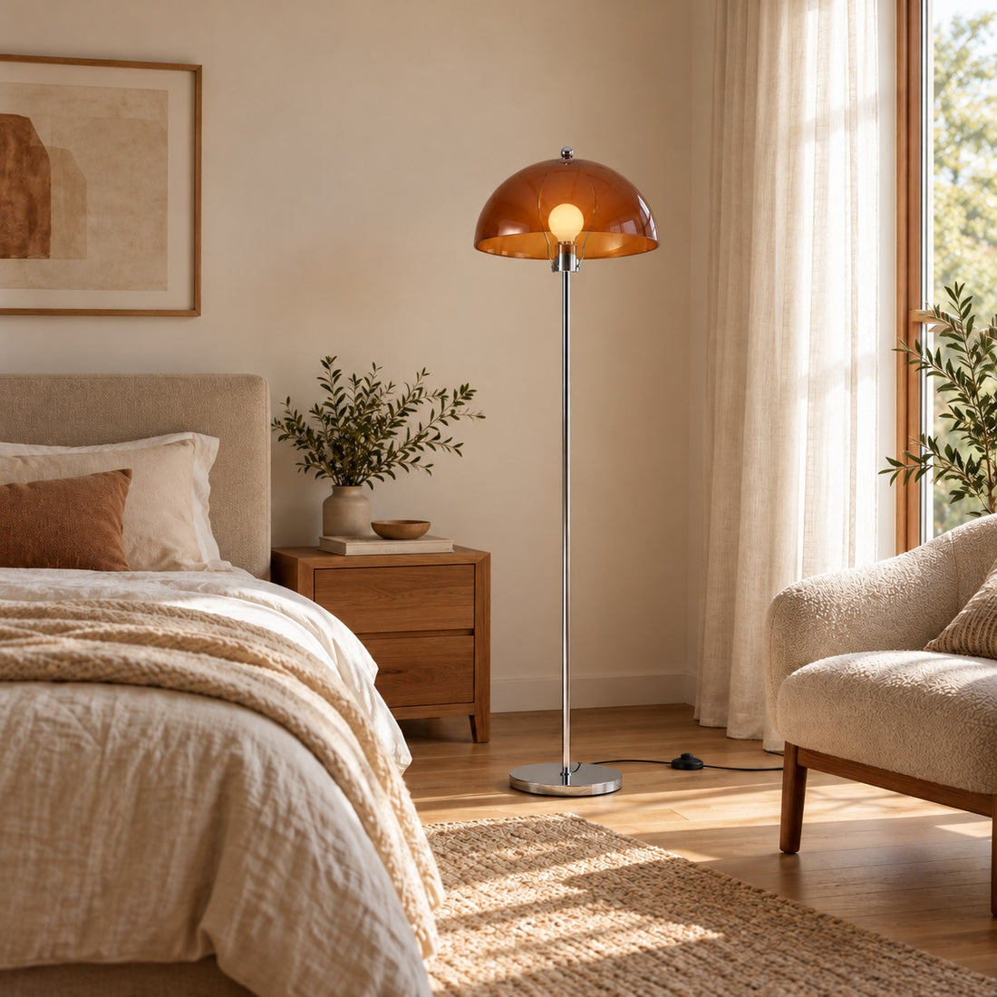 Modern Floor Lamp with Adjustable Height Iron Base and Acrylic Shade for Living Room Lighting