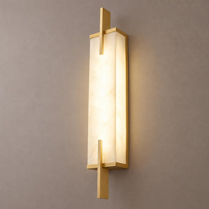Modern Wall Sconce Wall Mounted Brass and Spanish Alabaster LED Lighting Adjustable Color Temperature