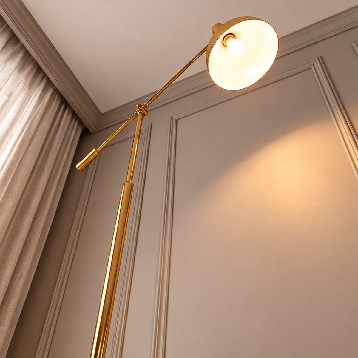 Modern Gold Floor Lamp Adjustable Metal Standing Lamp Dimmable E26 Compatible 70.8 Inch