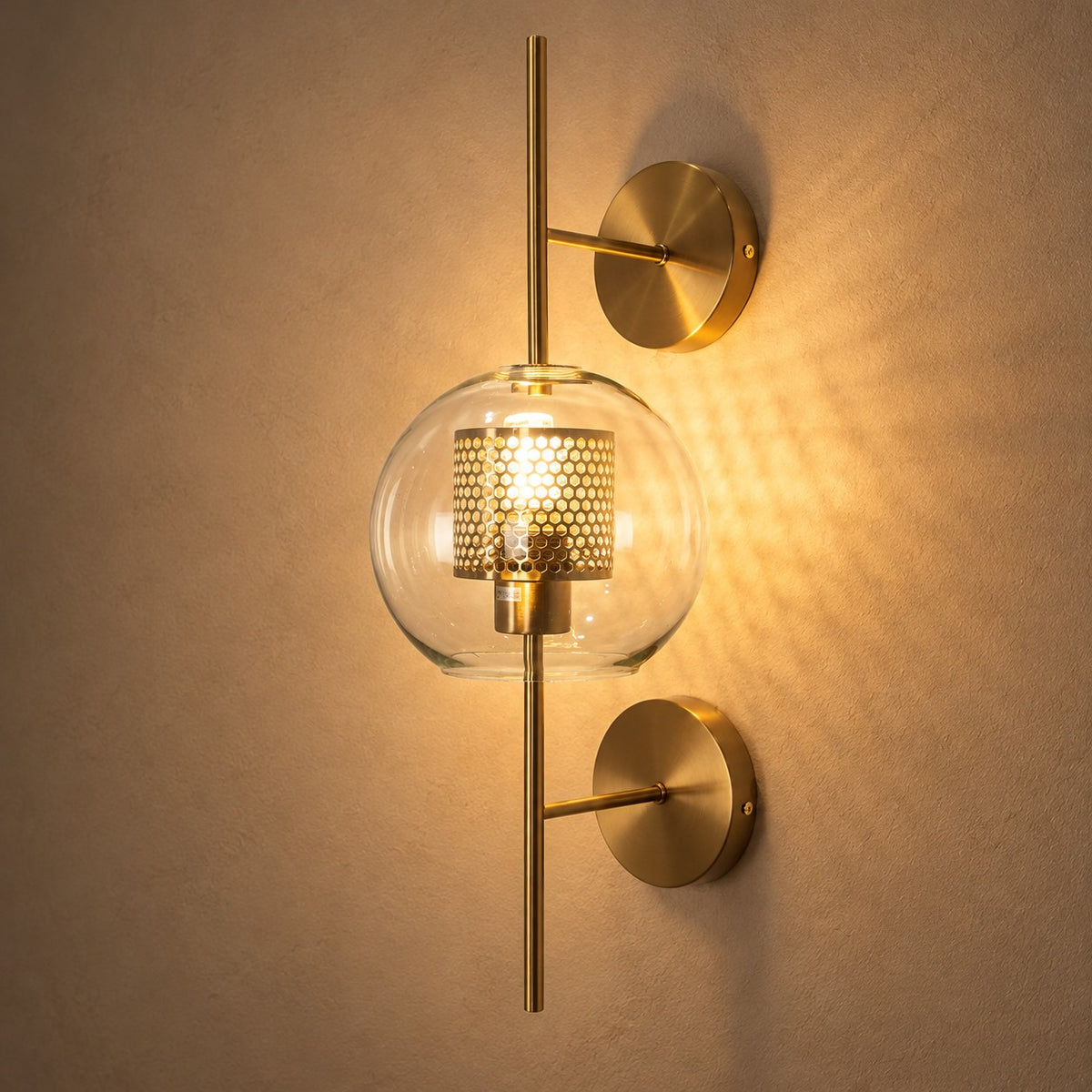 Modern Glass Wall Light Wall Mounted Metal Frame LED Sconce for Indoor Illumination