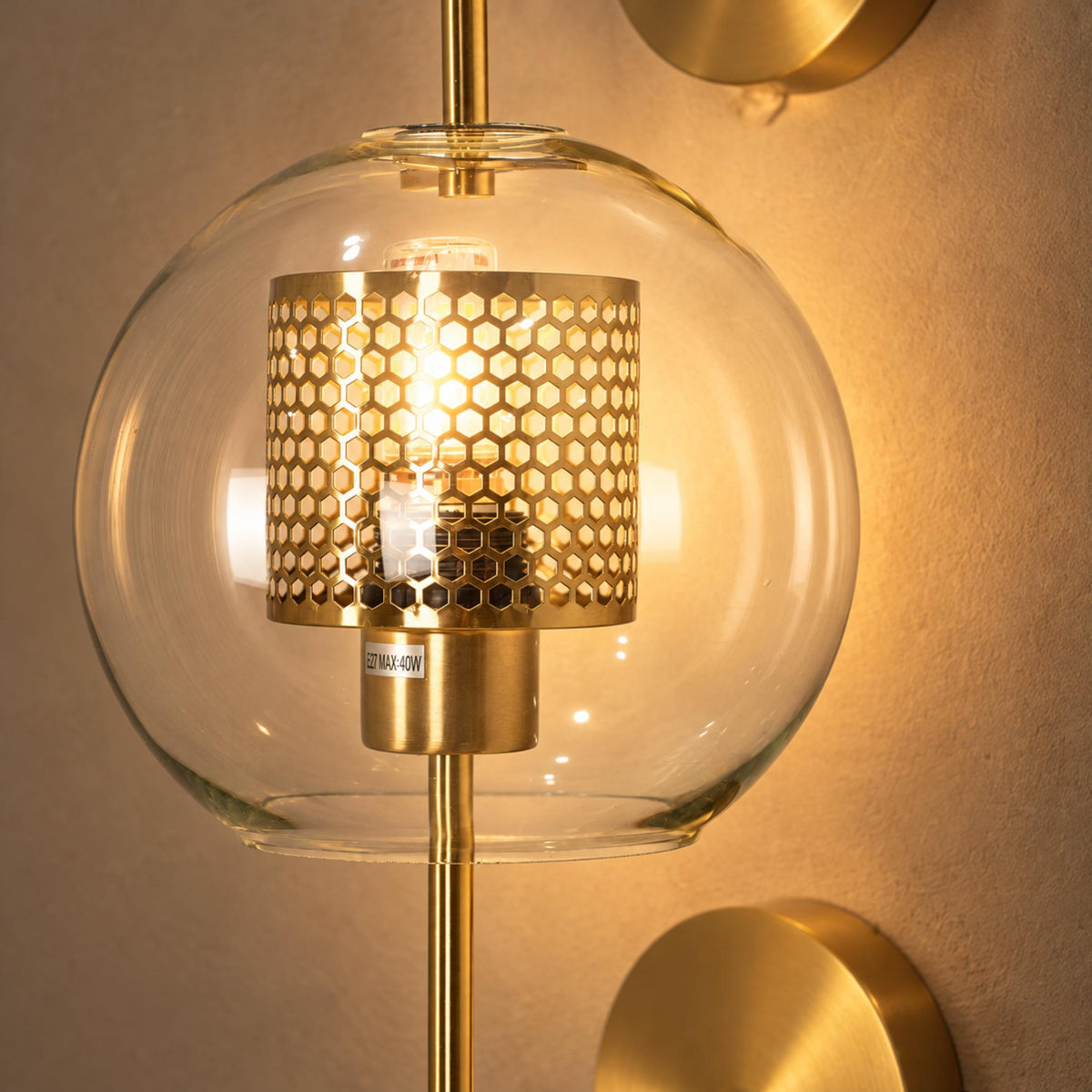 Modern Glass Wall Light Wall Mounted Metal Frame LED Sconce for Indoor Illumination