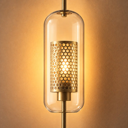 Modern Glass Wall Light Wall Mounted Metal Frame LED Sconce for Indoor Illumination