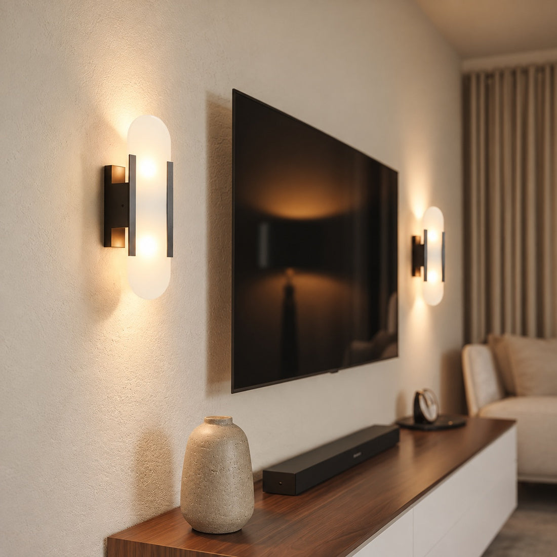 Modern Oblong Wall Sconce Wall Mounted Alabaster Shade LED Wall Light Fixture