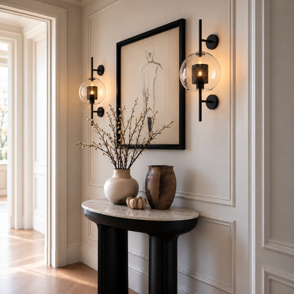 Modern Glass Wall Light Wall Mounted Metal Frame LED Sconce for Indoor Illumination