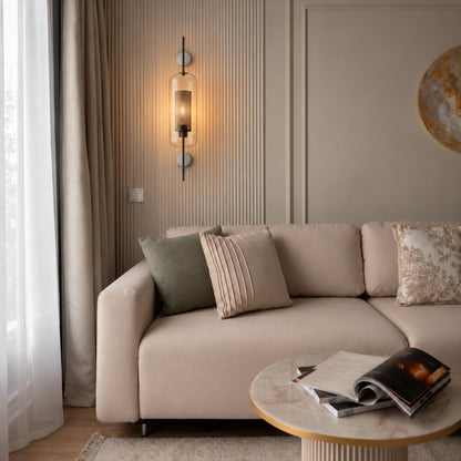 Modern Glass Wall Light Wall Mounted Metal Frame LED Sconce for Indoor Illumination