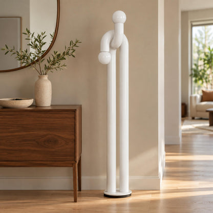 Modern Floor Lamp with Adjustable Height Metal Base for LED Bulbs in Living Room