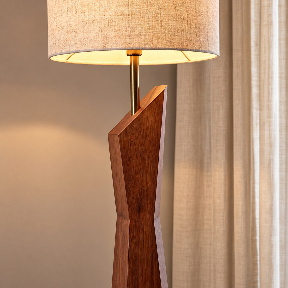 Modern Floor Lamp Adjustable Height Resin and Fabric Shade Dimmable for Living Room Ambient Lighting