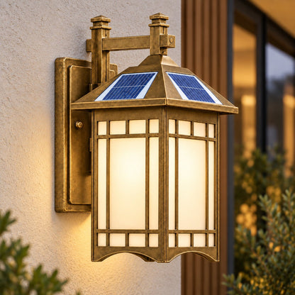 Modern Outdoor Wall Lantern Wall Mounted Die-Cast Aluminum Glass LED Light with Solar and Hardwired Options