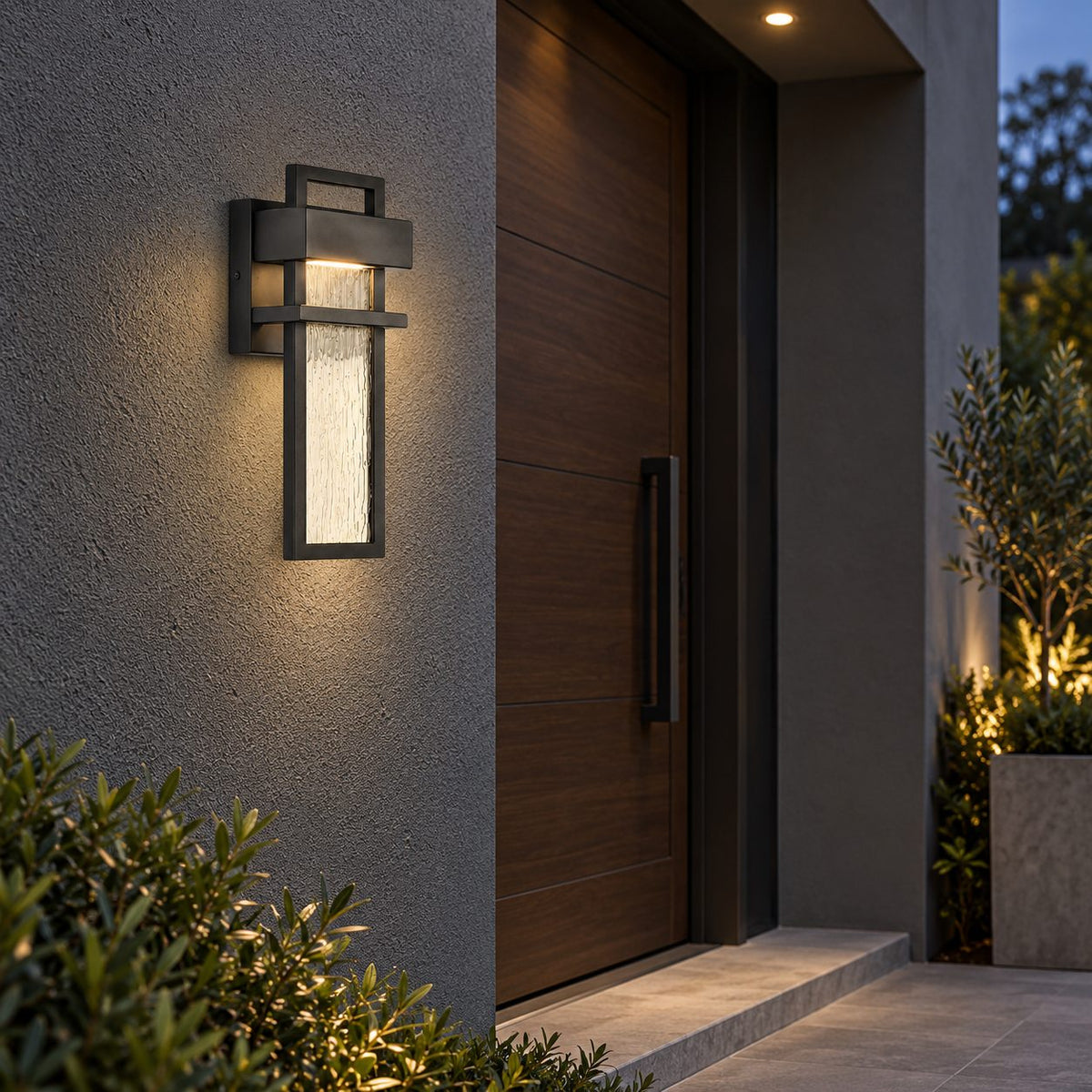Modern Black Outdoor Wall Light Wall Mounted Aluminum 12W LED Waterproof for Exterior Use