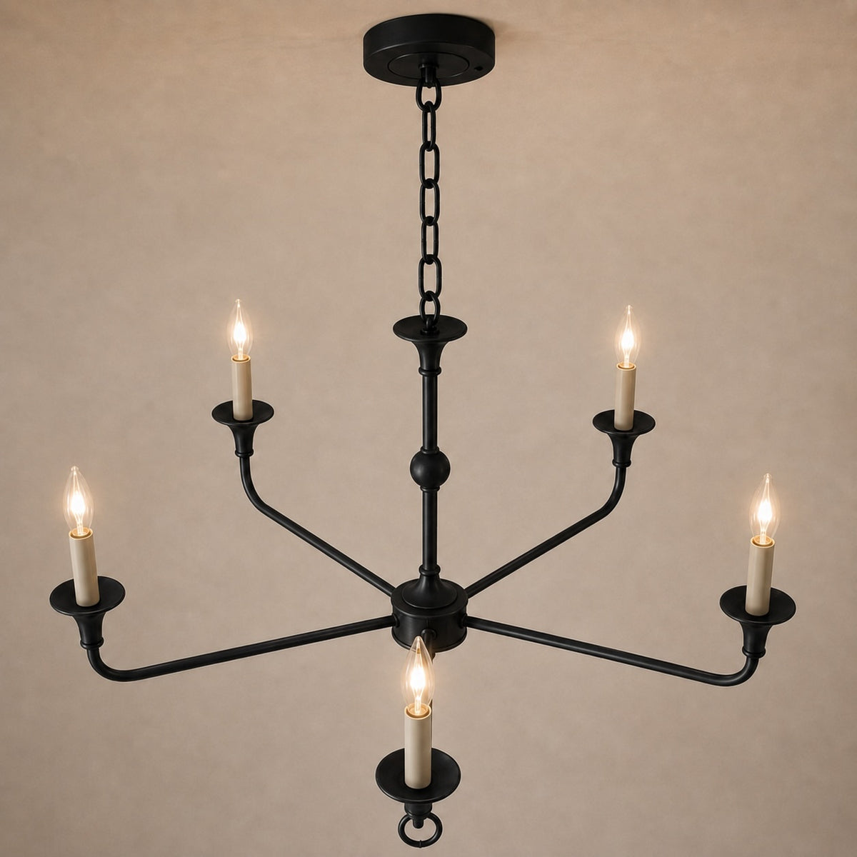 Modern Chandelier 5-Head Adjustable Flush Mount Brass E14 Candelabra Bulbs Exposed Design