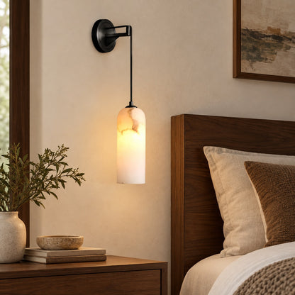 Modern Wall Lamp Wall Mounted Brass Alabaster Shade LED E14 Socket Indoor Lighting