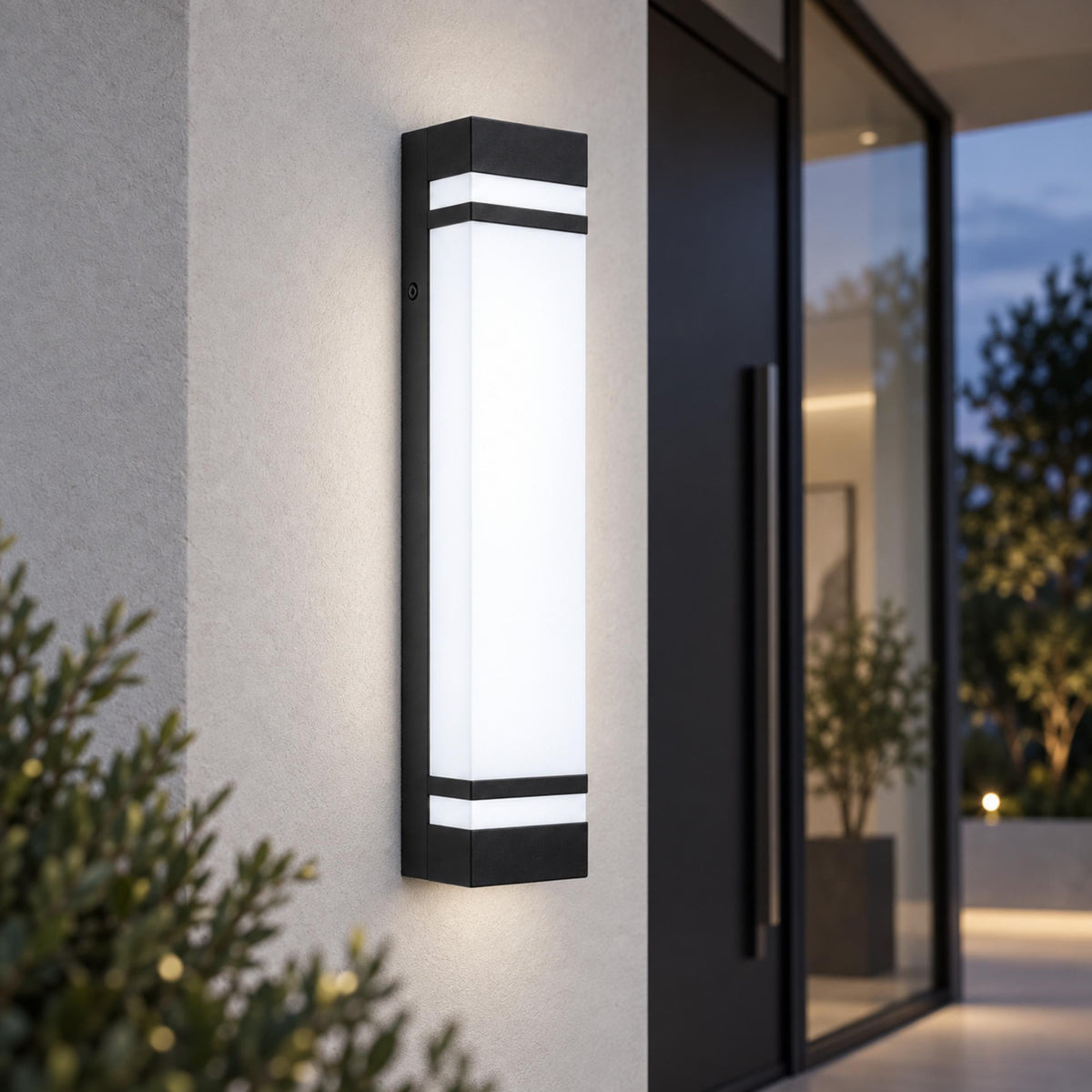 Modern Outdoor Wall Light Waterproof Black Stainless Steel LED Fixture Adjustable Color Temperature