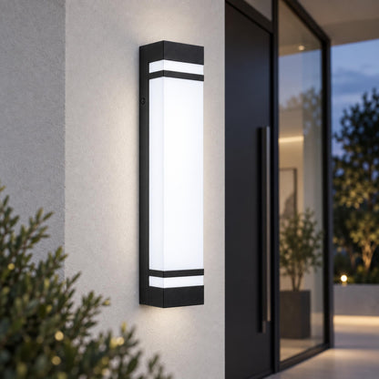 Modern Outdoor Wall Light Waterproof Black Stainless Steel LED Fixture Adjustable Color Temperature