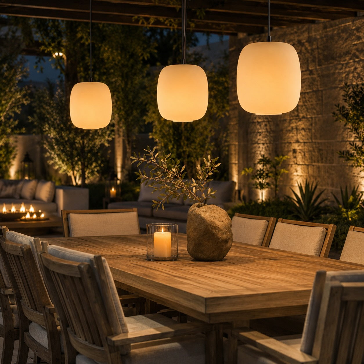 Modern Outdoor Pendant Light Fixture Hanging Waterproof Aluminum LED for Exterior Use