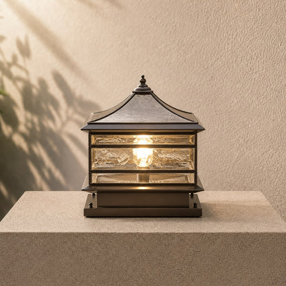 Solar Outdoor Wall Light with Vintage Copper Finish and Waterproof Tempered Glass LED Illumination