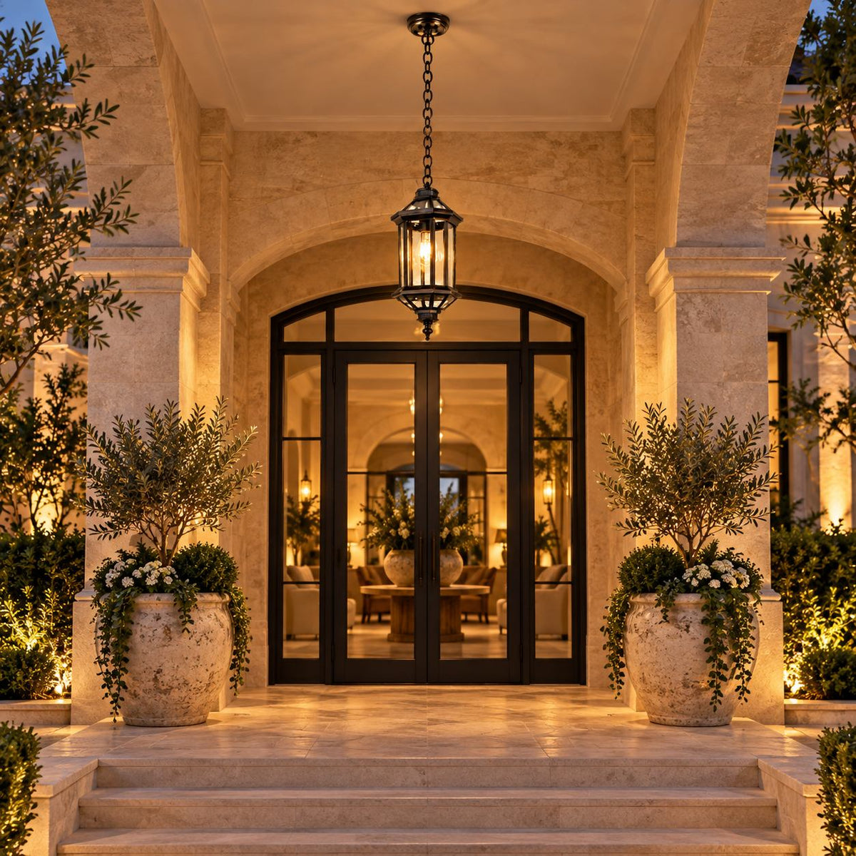 Traditional IP65 Outdoor Pendant Light with Clear Glass – Black Hanging Lantern