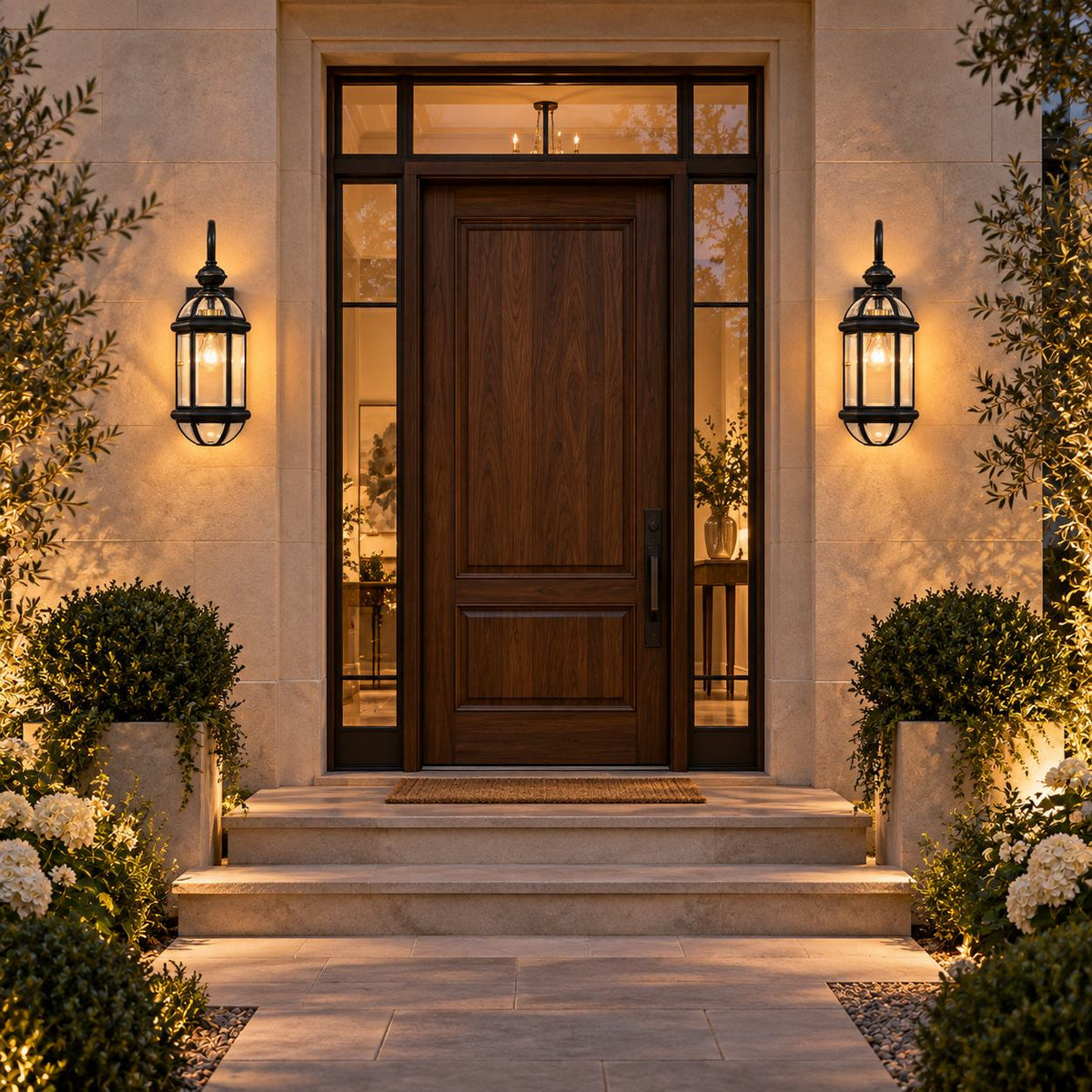 Vintage Outdoor Wall Light Brass Construction Clear Glass Shade Hardwired Waterproof IP56